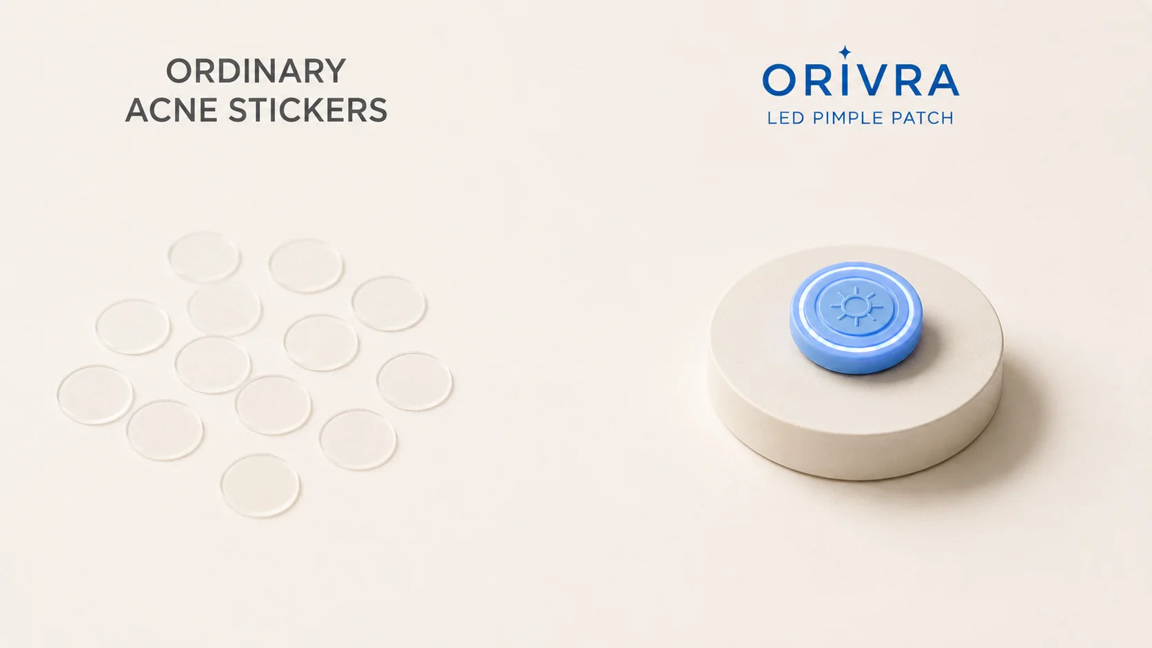 Ordinary stickers beside the ORIVRA Spotlight LED unit